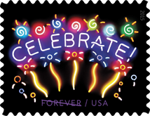 USPS, Neon Celebrate Forever Stamp, 2015