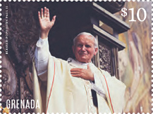 Pope John Paul Stamp - souvenir sheet commemorating the canonization of Pope John Paul II as a saint on April 27, 2014