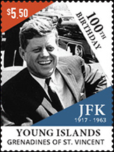 JFK John F. Kennedy Stamp, Grenadines of St. Vincent