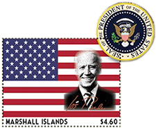 President Biden on Marshall Island stamp from IGPC 2020